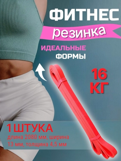 Фитнес резинка для спорта, лента эспандер для фитнеса, для растяжки, силовое сопротивление — TRENUZ-0022-КРАСН