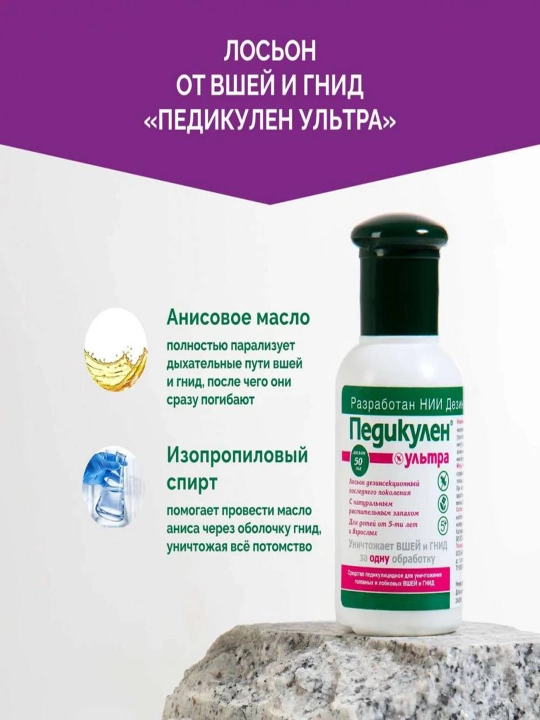 Средство от вшей Педикулен Ультра, 50 мл, + целлофановая шапочка в подарок