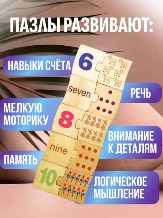 Развивающая деревянная игрушка, головоломка Монтессори, обучающие карточки изучения счётa