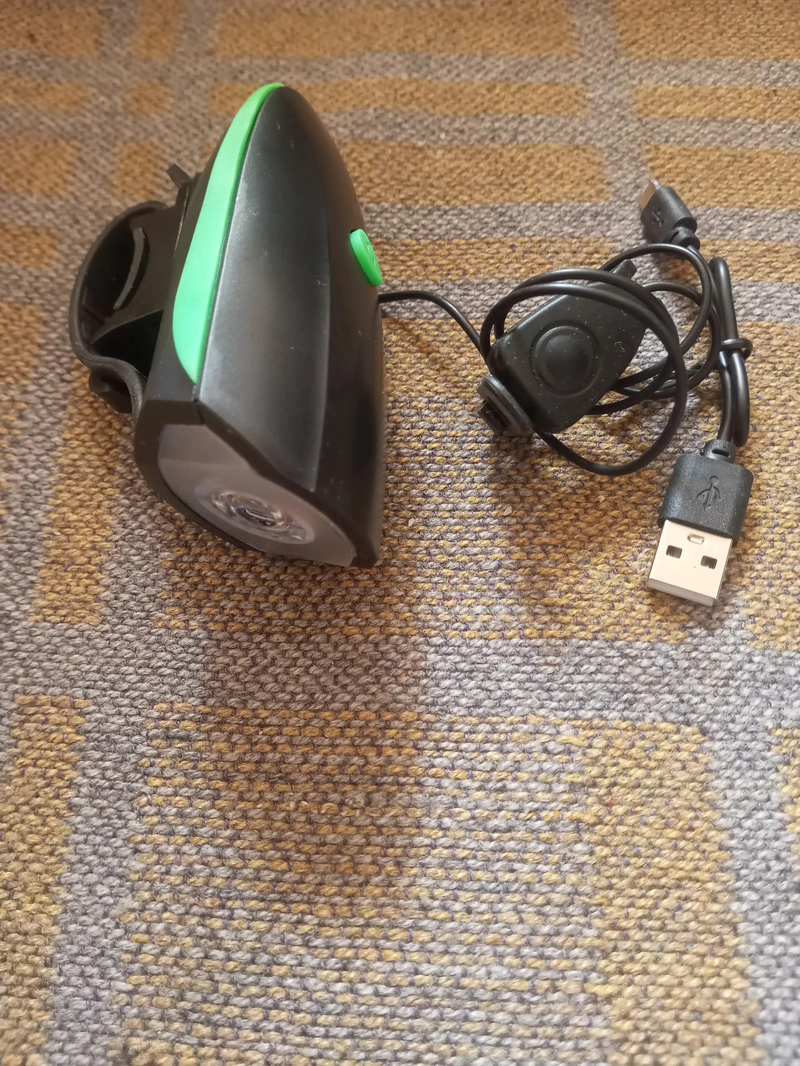 Фонарик + сигнал, LED,  USB Type-C с питанием от аккумулятора, велосипедный фонарь