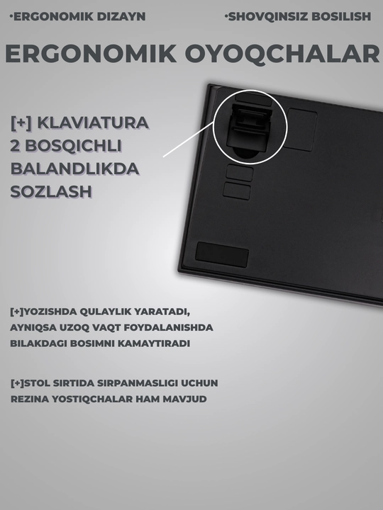 Mexanik O‘yin Klaviaturasi AJAZZ AK820, Simli USB Type-C, 75% 82 Tugmali, Hot-Swap