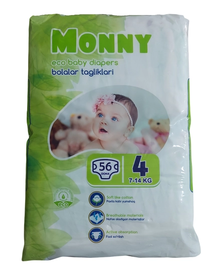 MONNY Детские подгузники 4 размера (7-14 кг), 56 шт by Husfa — HUSFA-PAM4R56