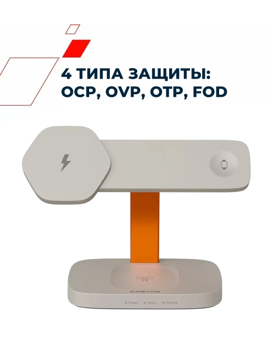 Telefon, quloqlik va soat uchun 3 tasi 1 da simsiz quvvatlash stansiyasi