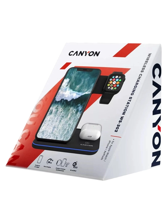 Telefon, quloqlik va soat uchun 3 tasi 1 da simsiz quvvatlash stansiyasi