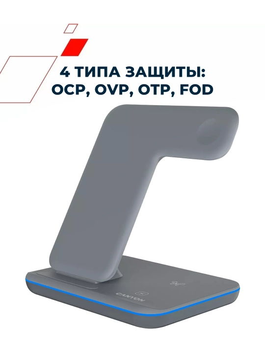 Telefon, quloqlik va soat uchun 3 tasi 1 da simsiz quvvatlash stansiyasi