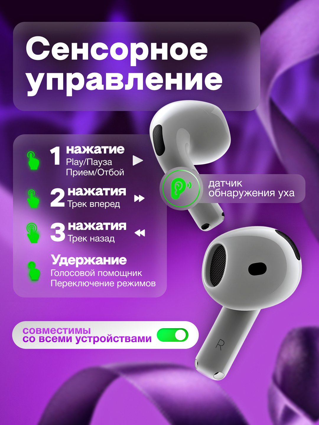 Pods 4 iPhone va Android uchun simsiz quloqchinlar, ANC, USB va g‘ilof sovg‘a