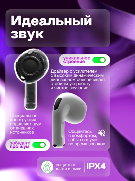 Pods 4 iPhone va Android uchun simsiz quloqchinlar, ANC, USB va g‘ilof sovg‘a