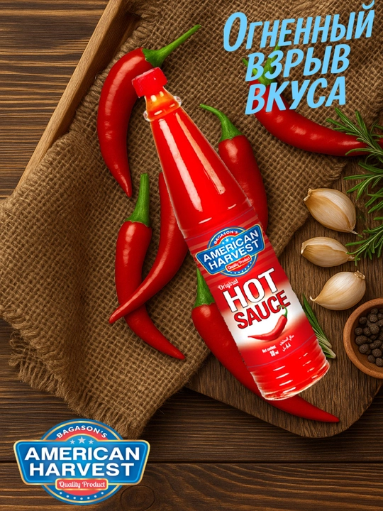 Острый соус American Harvest 88 мл – халапеньо и хабанеро (табаско), вегетарианский
