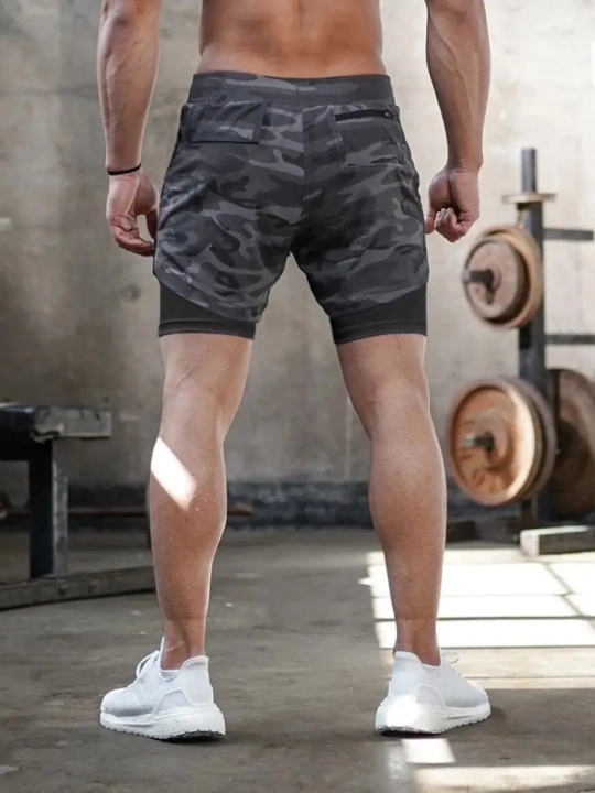 Erkaklar uchun sport shortiklari, paxta va polyester, yugurish va zal uchun