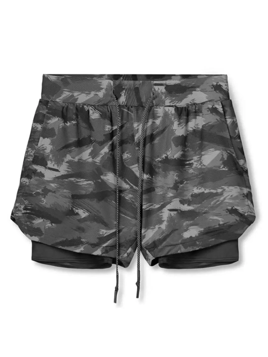 Erkaklar uchun sport shortiklari, paxta va polyester, yugurish va zal uchun