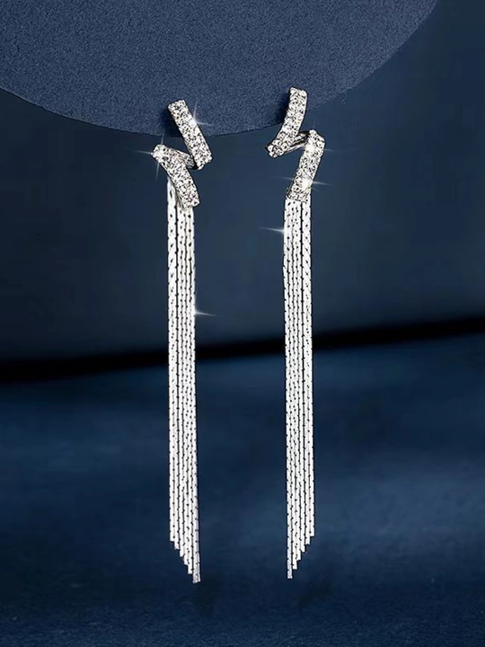 Серьги женские, длинные, цепочки, хрустальные