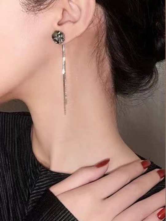 Серьги женские, длинные, цепочки, хрустальные
