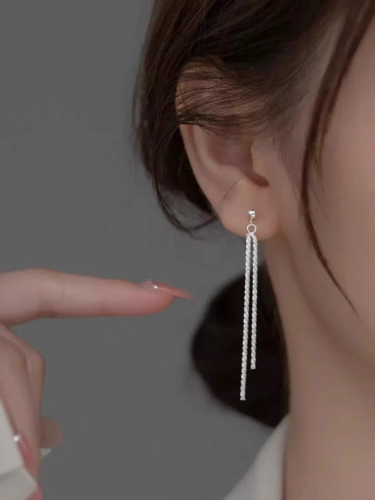 Серьги женские, длинные, цепочки, хрустальные