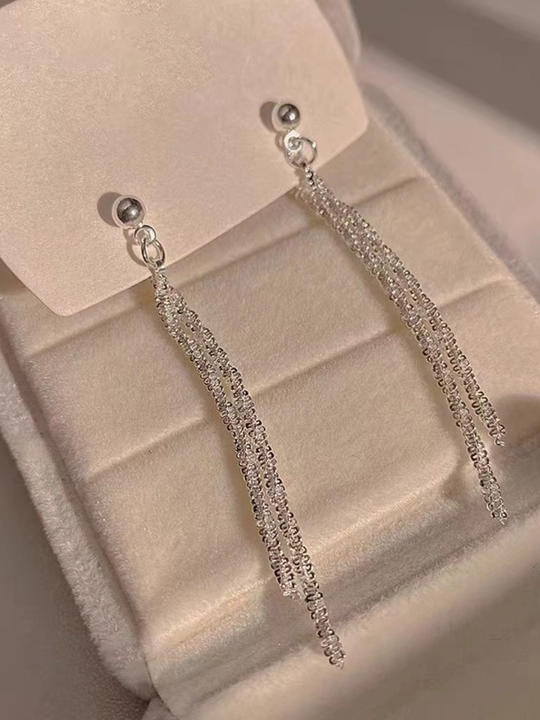 Серьги женские, длинные, цепочки, хрустальные