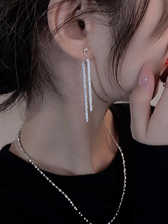 Серьги женские, длинные, цепочки, хрустальные