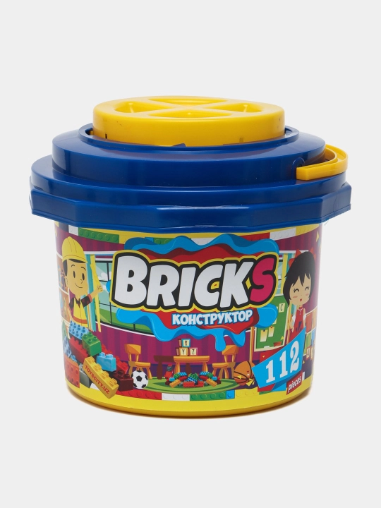 Конструктор детский Bricks в пластиковом ведре, 112 деталей - 