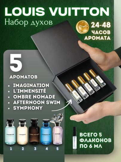 Коллекция мужских духов LOUIS VUITTON, 5 экземпляров, каждый во флаконе объемом 6 мл — LOUIS-LVNABOR