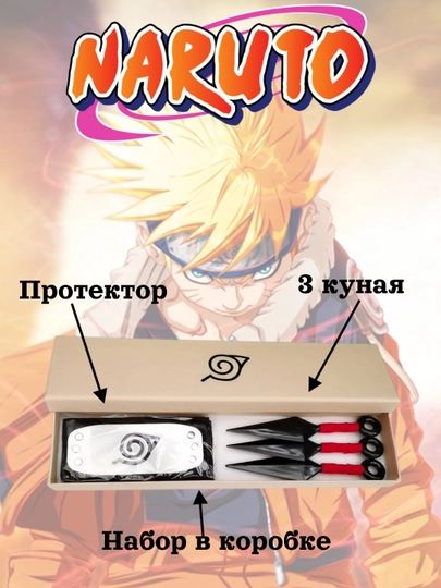 Кунаи, комплект 3 шт, из аниме, Наруто, повязка, в стиле аниме, набор для косплея — MGEEK-691269-БОРДОВ