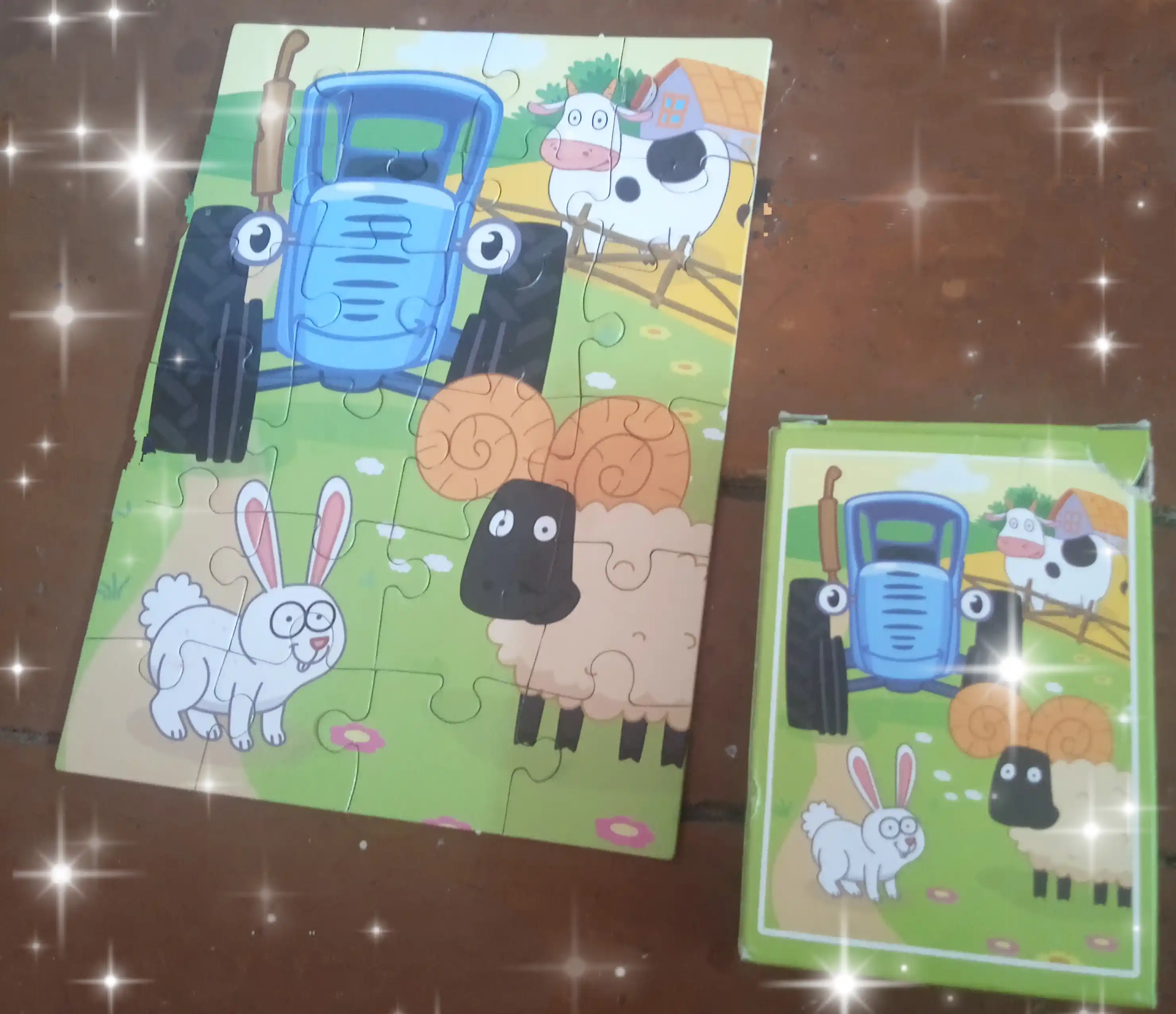Qalin kartonli bolalar uchun pazlar, ko'k traktor, kuromi, my melody, puzzle time