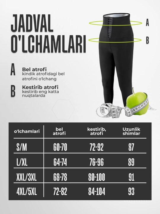 Sauna effektli, vazn yo'qotish uchun leggings shimlari, sport, yog' yoqadigan