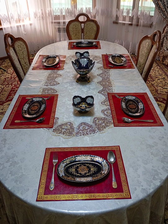 Прямоугольный коврик для стола, комплект из 4 шт, в цвете красный мрамор