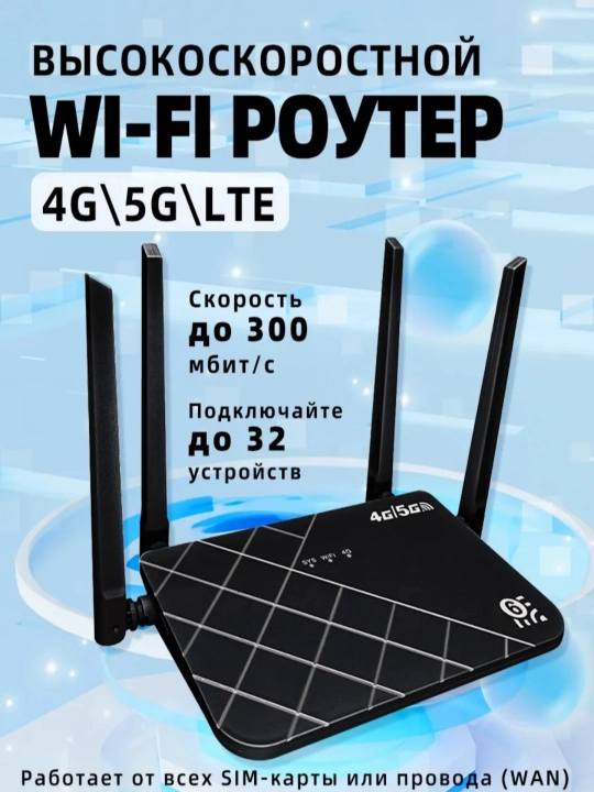 Wi-Fi router CPE, 3G, 4G+, SIM karta bilan ishlidi - 