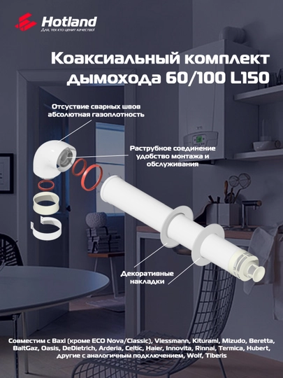 Дымоход коаксиальный для котлов, 60/100, длина 700 мм — МАГ-KOAKSTR
