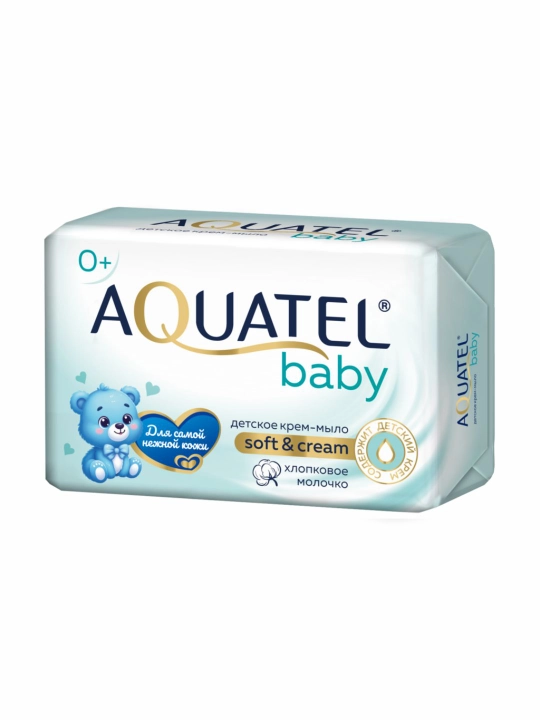 Крем-мыло твердое "AQUATEL Baby" хлопковое молочко 4*75 г, 300 г - 