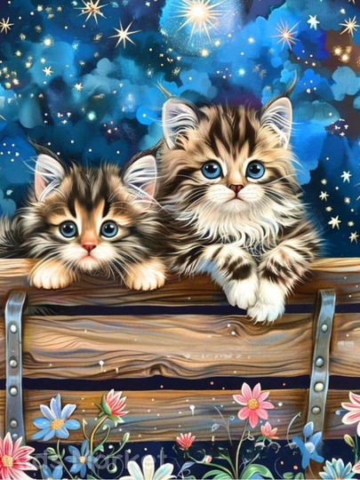 Алмазная мозаика с кошками, стикеры для детей, набор для творчества — TOYMAG-ALMKOSH-ЛАЗУР-3030