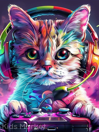 Алмазная мозаика с кошками, стикеры для детей, набор для творчества — TOYMAG-ALMKOSH-КОРАЛЛ-3030