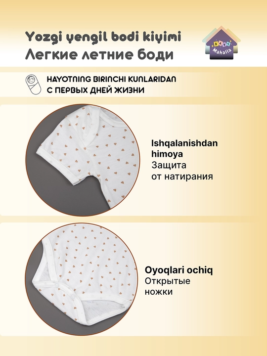 Детское боди с коротким рукавом для мальчика и девочки, тонкий трикотаж супрем 100% хлопок