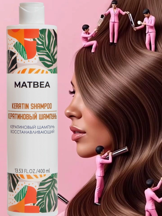 Matbea keratinli shampuni, tiklovchi, 400 ml, soch parvarishi, tiklash