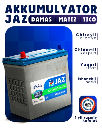 Аккумуляторная батарея JAZ Battery 35 А для Damas, Tico, Matiz, 3 цилиндра — ENERGYY-JAZ35-JAZ35R