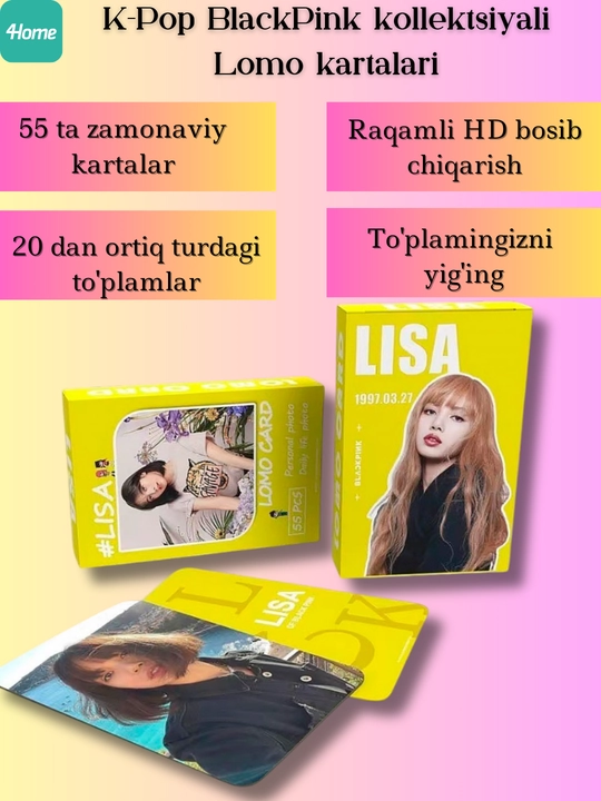 K-Pop BlackPink Lomo kartalari, 20 dan ortiq turlari, 55 dona