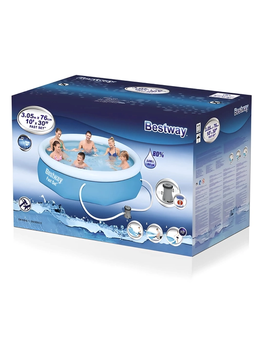 Бассейн надувной Bestway Fast Set, до 3800 литров, прочный ПВХ
