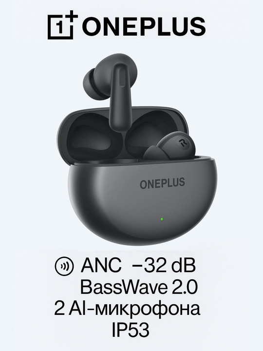 Simsiz naushniklar Oneplus Buds Ace 2, ANC -32db, Basswave 2.0, 2ta Ai mikrofon, IP53