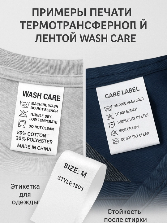 Риббон Wash Care, термотрансферный, черный, для термотрансферного принтера, 1 шт - 