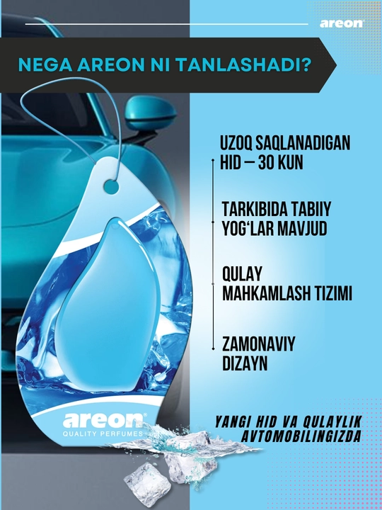 Avtomobil aromatizatori Areon Monbrane, 8 ml — avtomobil uchun barqaror va zamonaviy hid