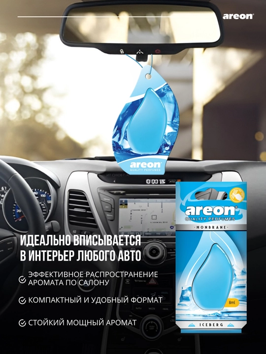 Avtomobil aromatizatori Areon Monbrane, 8 ml — avtomobil uchun barqaror va zamonaviy hid