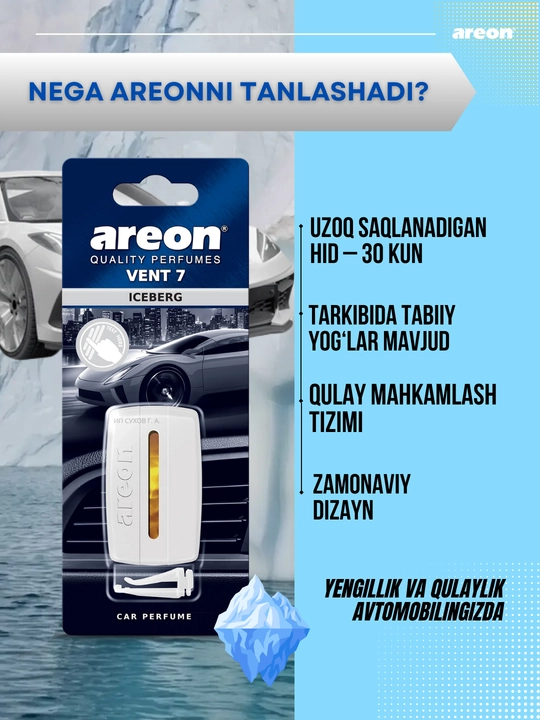 Areon Vent-7 avtomobil uchun gelli xushbo‘ylantirgich, avtomobil uchun xushbo‘ylantirgich