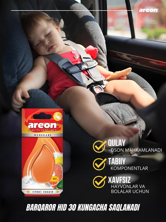 Avtomobil aromatizatori Areon Monbrane, 8 ml — avtomobil uchun barqaror va zamonaviy hid