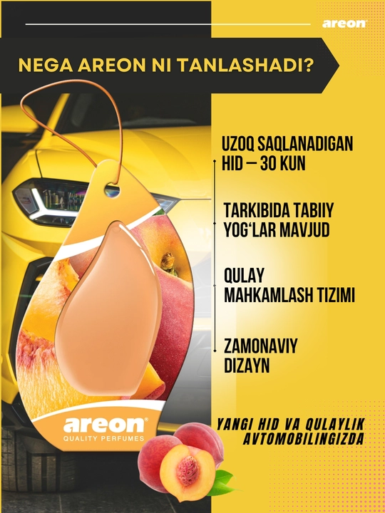 Avtomobil aromatizatori Areon Monbrane, 8 ml — avtomobil uchun barqaror va zamonaviy hid