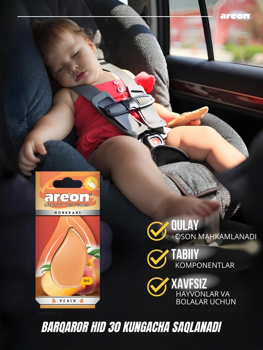 Avtomobil aromatizatori Areon Monbrane, 8 ml — avtomobil uchun barqaror va zamonaviy hid