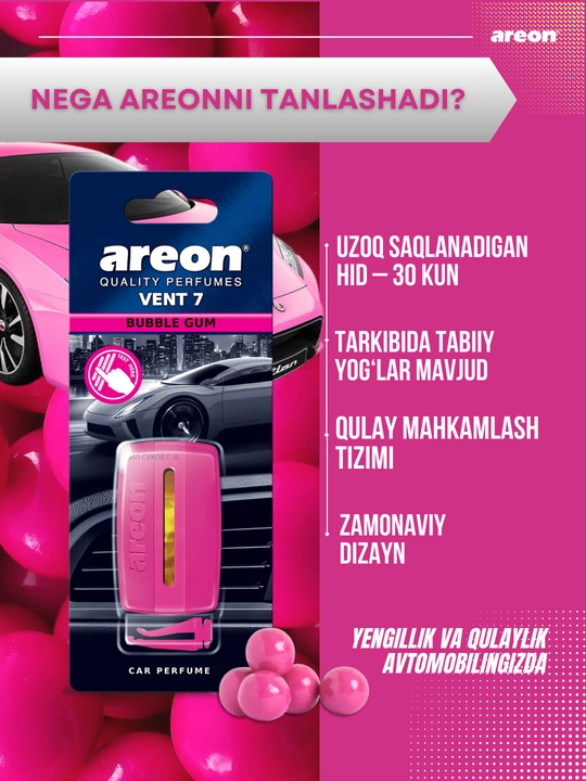 Areon Vent-7 avtomobil uchun gelli xushbo‘ylantirgich, avtomobil uchun xushbo‘ylantirgich