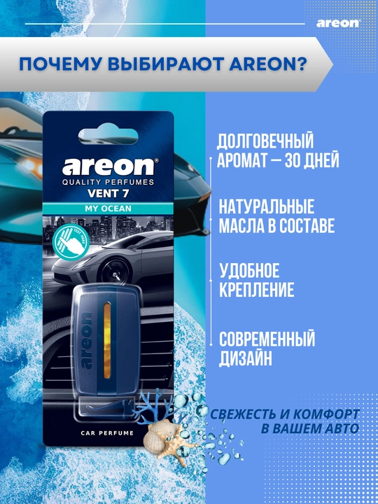 Areon Vent-7 avtomobil uchun gelli xushbo‘ylantirgich, avtomobil uchun xushbo‘ylantirgich