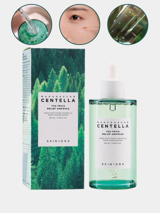 Tinchlantiruvchi ampulali zardob SKIN 1004 Madagascar Centella Tea-Trica  Ampoule, 100 ml