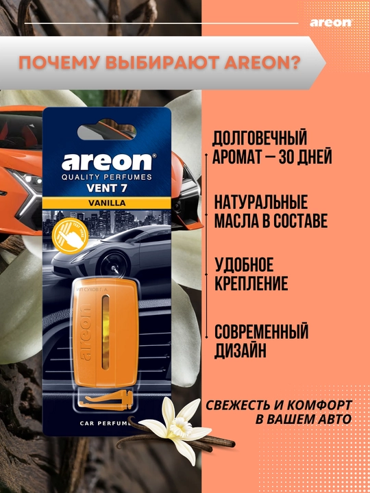 Areon Vent-7 avtomobil uchun gelli xushbo‘ylantirgich, avtomobil uchun xushbo‘ylantirgich