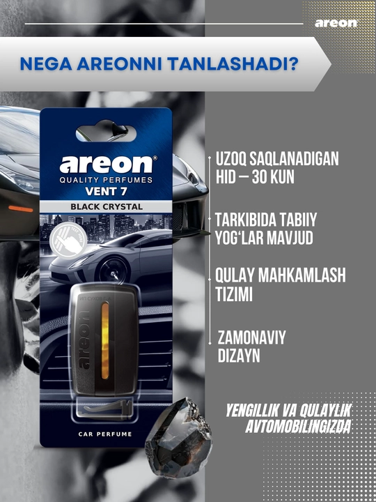 Areon Vent-7 avtomobil uchun gelli xushbo‘ylantirgich, avtomobil uchun xushbo‘ylantirgich