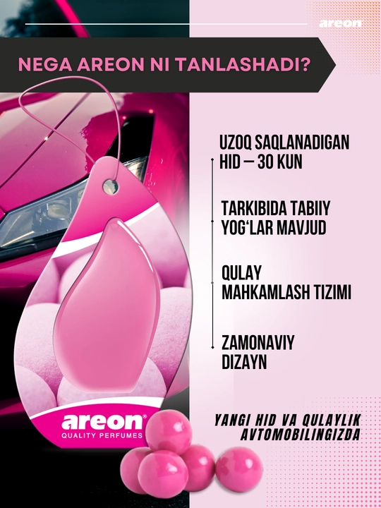 Avtomobil aromatizatori Areon Monbrane, 8 ml — avtomobil uchun barqaror va zamonaviy hid