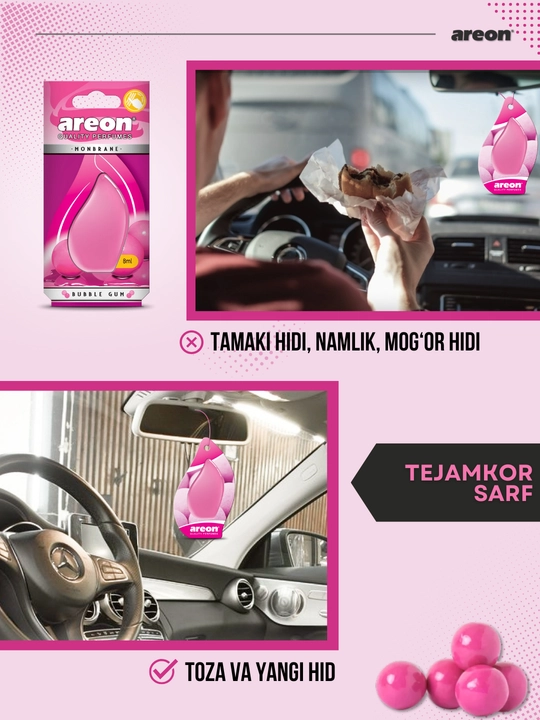 Avtomobil aromatizatori Areon Monbrane, 8 ml — avtomobil uchun barqaror va zamonaviy hid